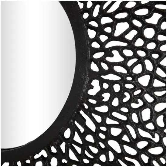45" Black Abstract Aluminum Wall Mirror with Open Lattice Frame {3}