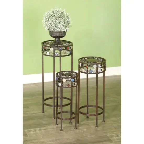 Black Metal Traditional Spiral Design Plantstand Set {5}