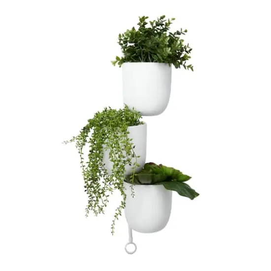 25" White Metal Contemporary 3-Pot Hanging Planter {3}