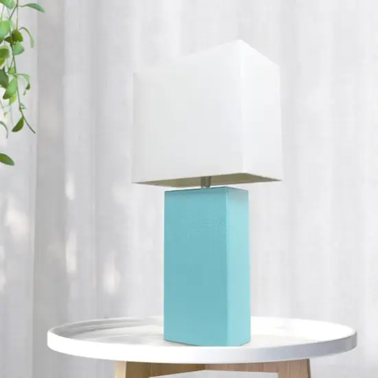 Lalia Home Lexington 21" Leather Home D&eacute;cor Table Lamp Aqua {5}