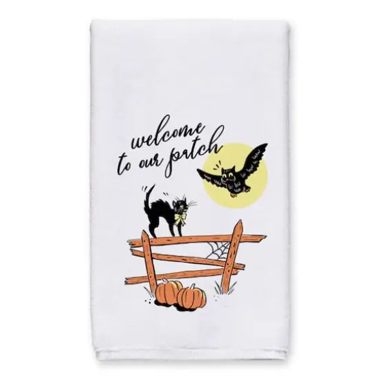 Retro Black Cat & Owl Welcome to Our Patch Tea Towel Set {3}