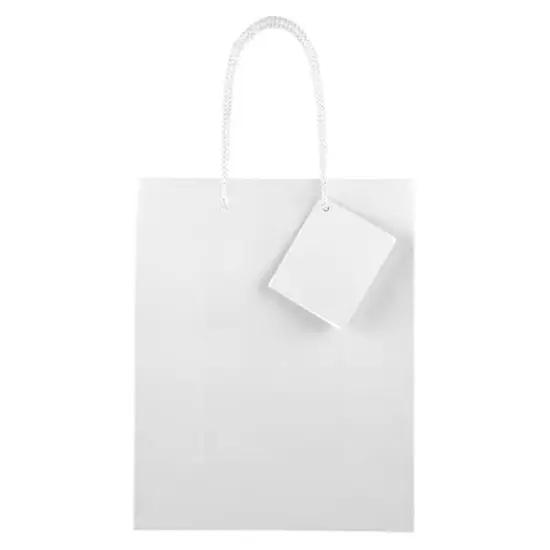 JAM Paper Medium Glossy Gift Bags, 3ct. White {4}