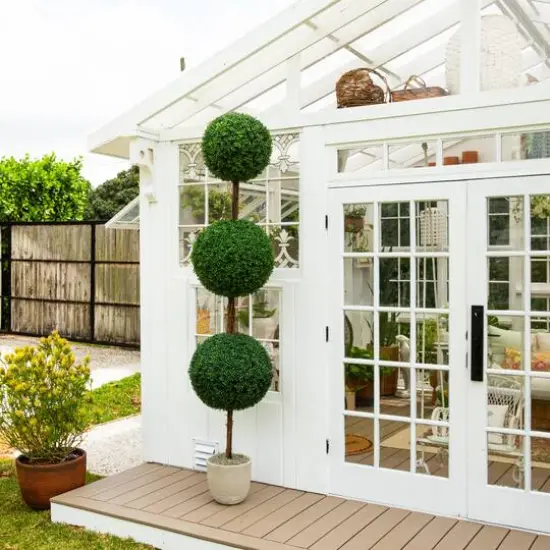 8ft. UV Resistant Artificial Triple Ball Boxwood Topiary Tree (Indoor/Outdoor) {10}