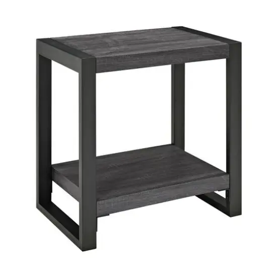 Walker Edison 24" Charcoal Industrial Side Table {1}