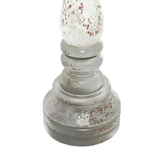 20" White & Gray Wood Farmhouse Candlestick Holder Set {7}