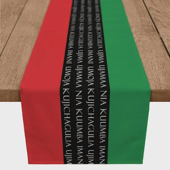 90" Kwanzaa Principles Tri Color Poly Twill Table Runner {1}