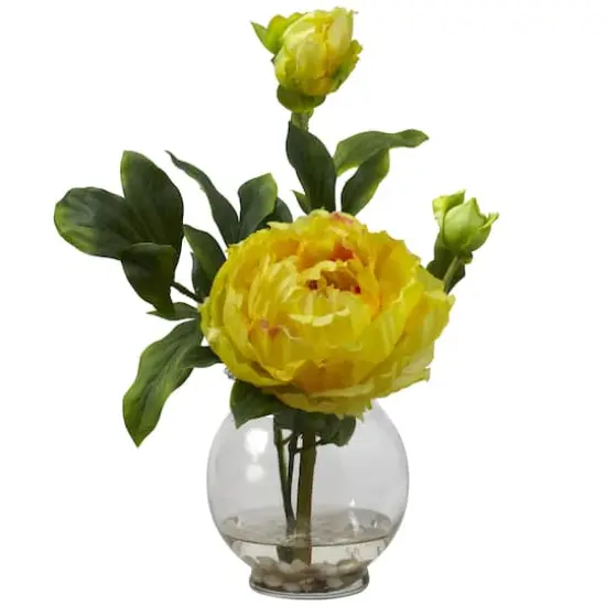 Peony with Fluted Vase Silk Flower Arrangement {1}