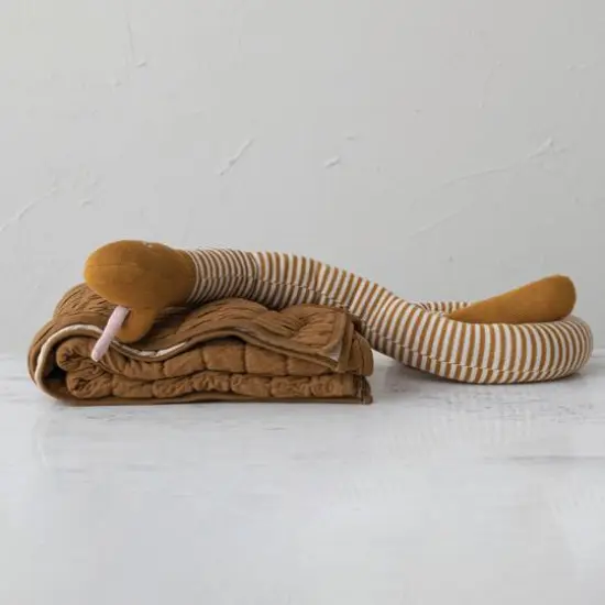 Hello Honey&reg; 56" Mustard & Natural Plush Fabric Snake {3}