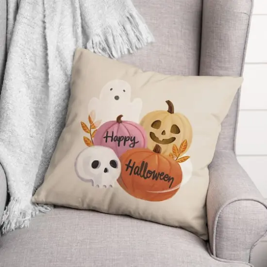 Happy Halloween Whispy Ghost Throw Pillow {3}