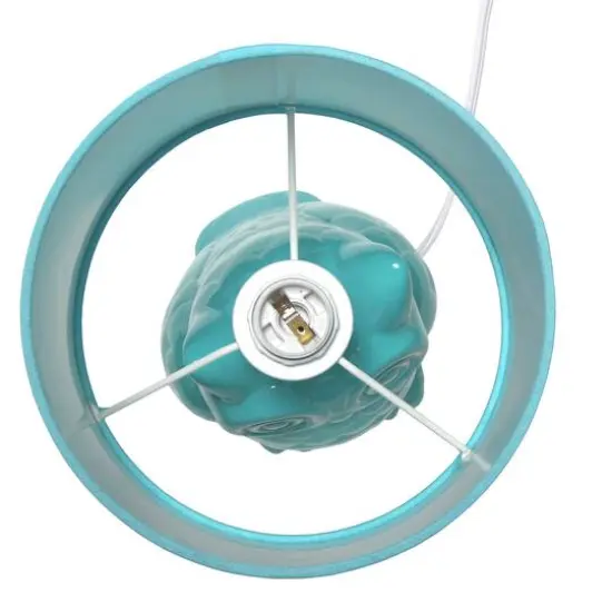 Simple Designs 13" Ceramic Owl Table Lamp Blue {13}