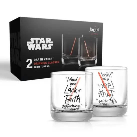 JoyJolt® Star Wars™ 10oz. New Hope Darth Vader Red Lightsaber Short Drinking Glass, 2ct. {8}