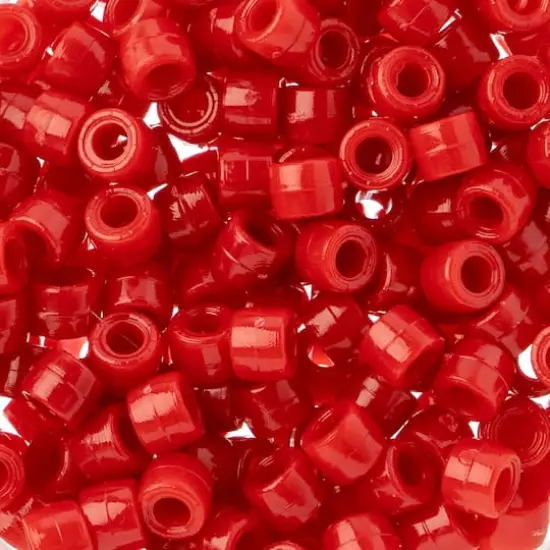 John Bead 6mm Opaque Plastic Mini Pony Beads, 1,000ct. Red {1}