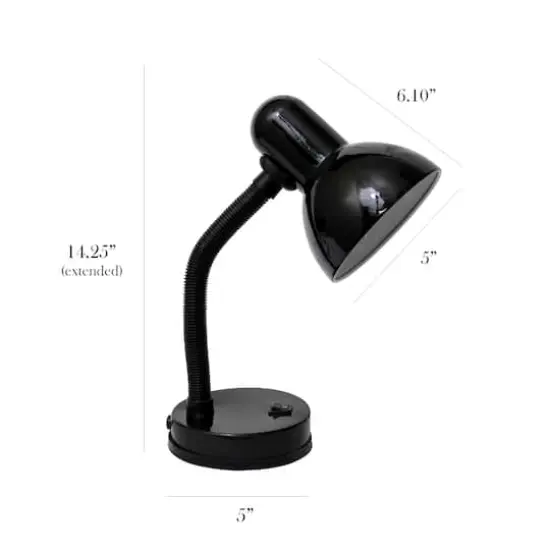 Simple Designs 14.5" Basic Metal Desk Lamp with Flexible Hose Neck Black {3}