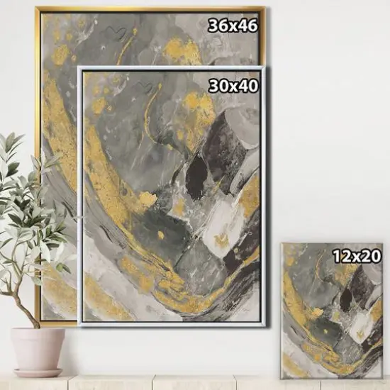 Designart - Marble Gold and Black II - Modern & Contemporary Canvas in Gold Frame {4}