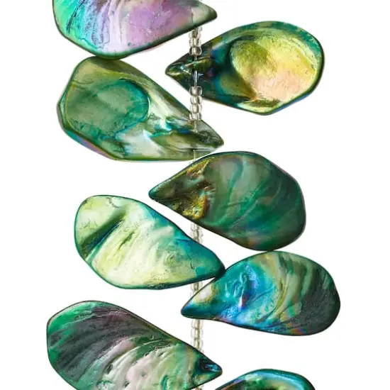 Green Aurora Borealis Shell Teardrop Beads, 32mm by Bead Landing&trade; {1}