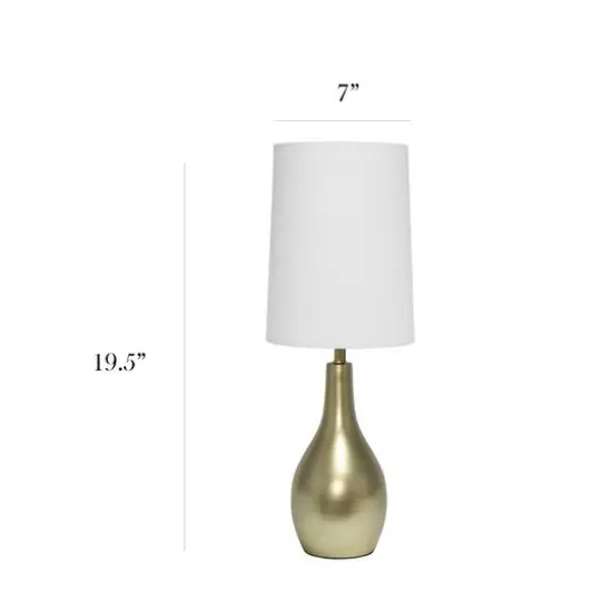 Simple Designs 19.5" Tear Drop Table Lamp with Fabric Drum Shade Gold {4}