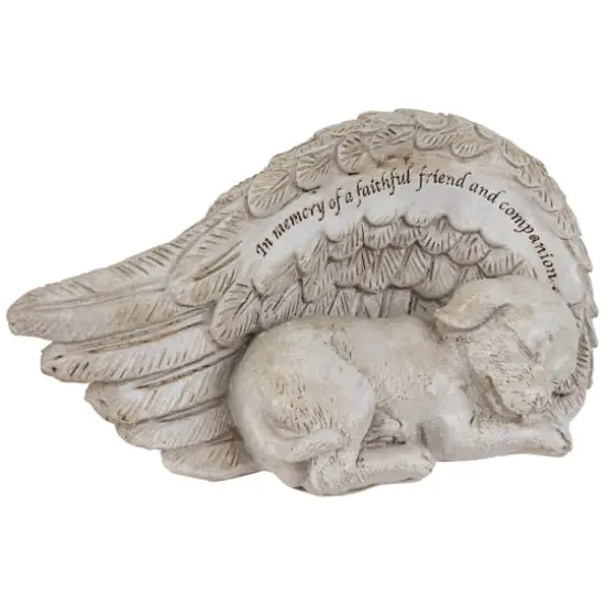 7" Sleeping Angel Dog Memorial Outdoor Garden Statue {5}