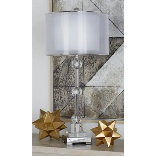 Silver Metal Glam Table Lamp, 30" x 14" x 14" {6}