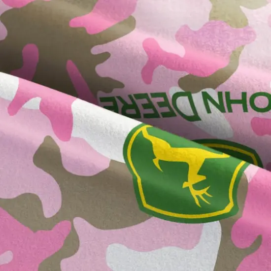 Springs Creative John Deere Logo on Pink Camo Fleece {3}