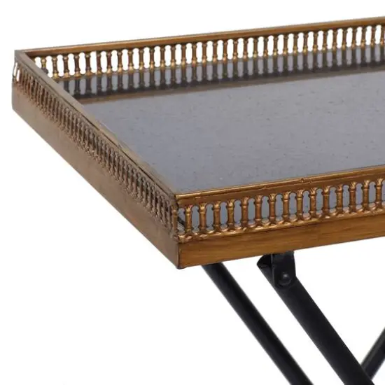 25" Gold Iron & Marble Traditional Accent Table {4}