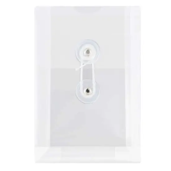 JAM Paper 4.25" x 6.25" Open End Plastic Envelopes with Button and String Closure, 24ct. Clear {4}
