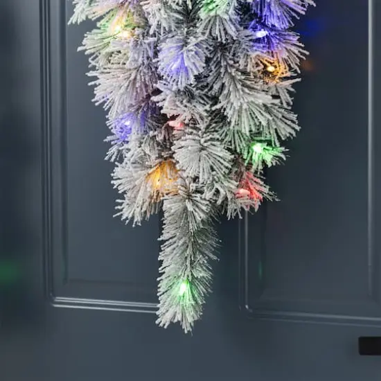 Glitzhome&reg; 3ft Pre-Lit Snow Flocked Greenery Pine Christmas Teardrop, Multicolor LED Lights and Timer {6}