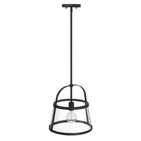 Hello Honey&reg; Fallon Black Vintage Metal & Clear Glass Ceiling Light {6}