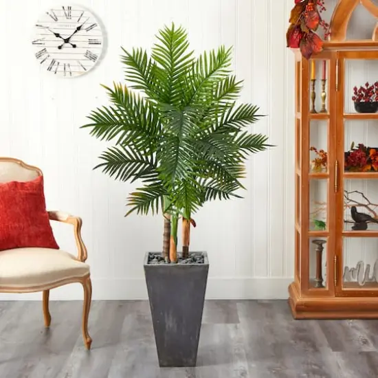 5.5ft. Real Touch Areca Palm Tree in Cement Planter {4}