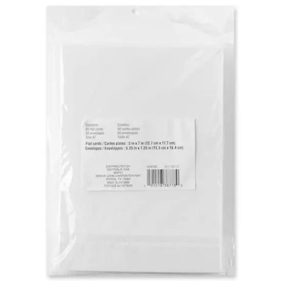 50 Sets of White Flat Cards & Envelopes by Recollections&trade;, 5" x 7" {6}