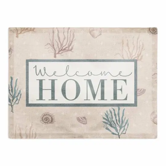 Welcome Home Multi Shell Coral & Plus Cotton Twill Placemat White/Blush {1}