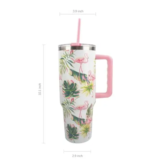 40oz. Flamingo Toss Stainless Steel Insulated Tumbler by Celebrate It™ {5}