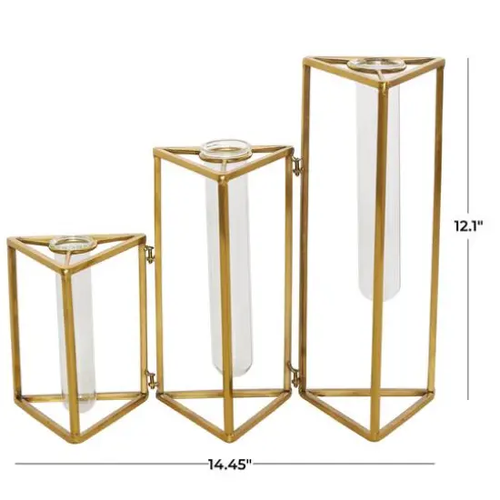 14.5" Gold Stainless Steel Test Tube Bud Vases {8}