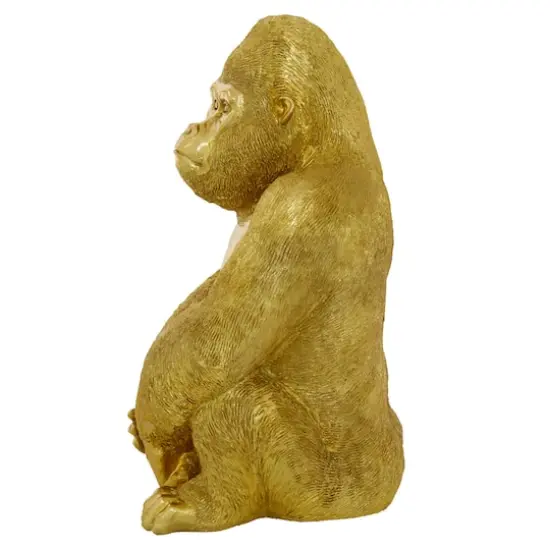 15" Gold Traditional Gorilla Sculpture {4}
