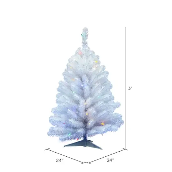 3ft. Pre-Lit Crystal White Spruce Artificial Christmas Tree, Multicolor LED Lights {5}