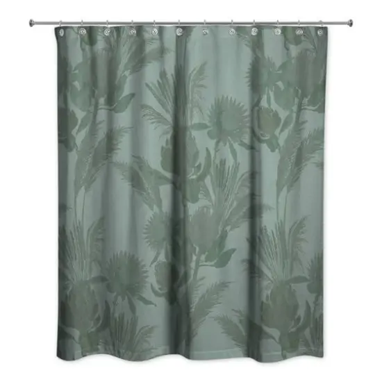 Protea Blooms Shower Curtain Emerald {1}
