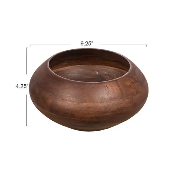 Hello Honey&reg; 9.2" Modern Round Wood Bowl Walnut Finish {7}