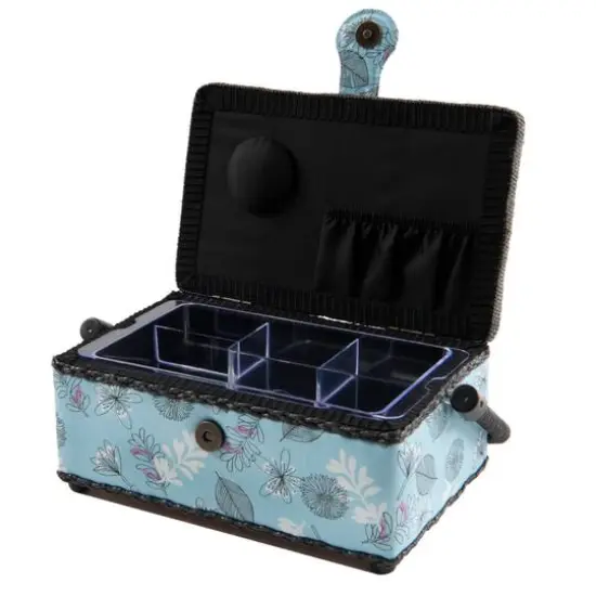 Dritz&reg; Light Blue Floral Small Rectangular Sewing Basket {3}