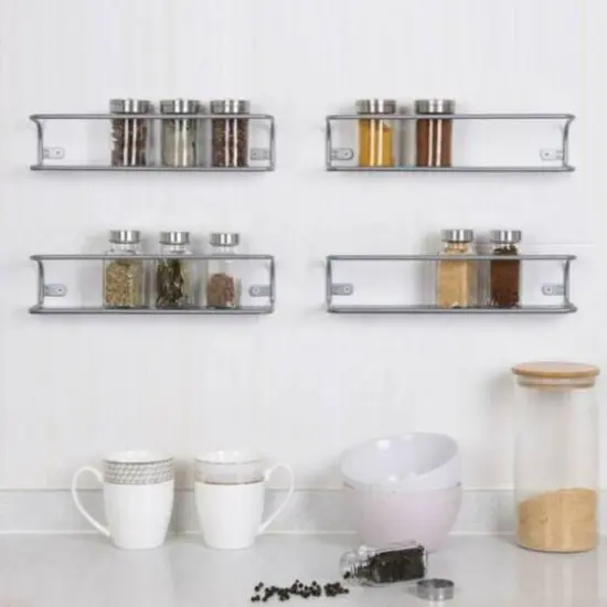 NEX™ Silver Wall-Mount Metal Spice Racks for Kitchen Storage, 4ct. {6}