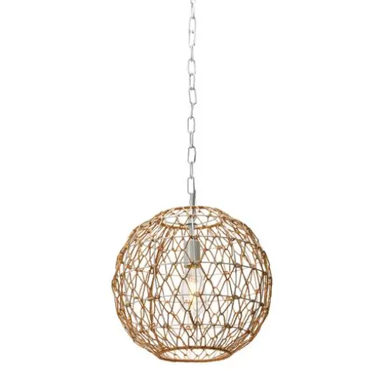 Hello Honey&reg; Robert Stevenson Lighting Alaina 14" Natural Paper Rope & Metal Ceiling Light {10}