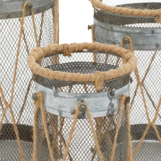 Set of 3" Silver Metal Rustic Lantern, 11", 9", 8" {8}