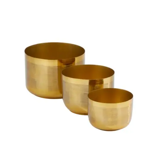 CosmoLiving by Cosmopolitan Iron Modern Planter Set Gold {9}