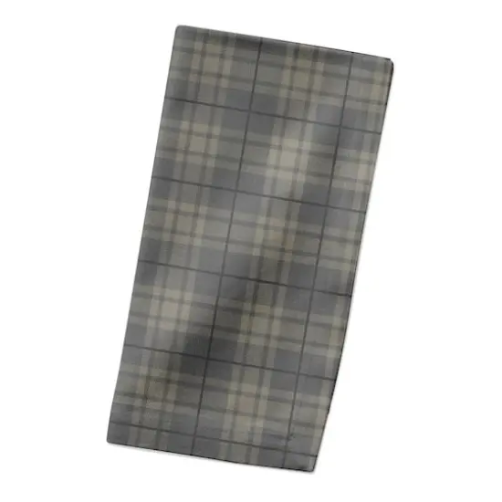 Dark Gray Plaid 10" x 10" Cotton Twill Napkin {3}