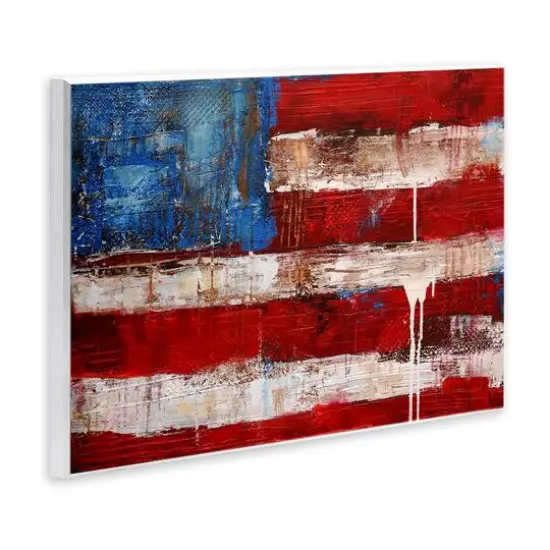 Stupell Industries Rustic United States Flag with Distressed Paint Drip Wall Plaque Art {4}