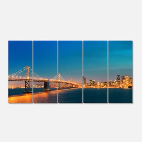 Designart - Illuminated San Francisco Skyline - Cityscape Canvas Print {1}