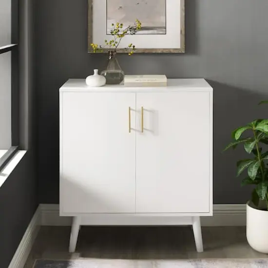 Walker Edison White Mid-Century Modern Accent Cabinet {6}