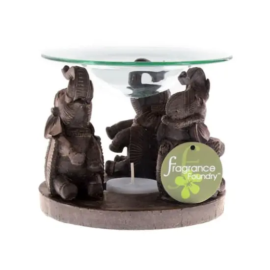 4" Ornate Elephant Triad Candle Oil Warmer {3}
