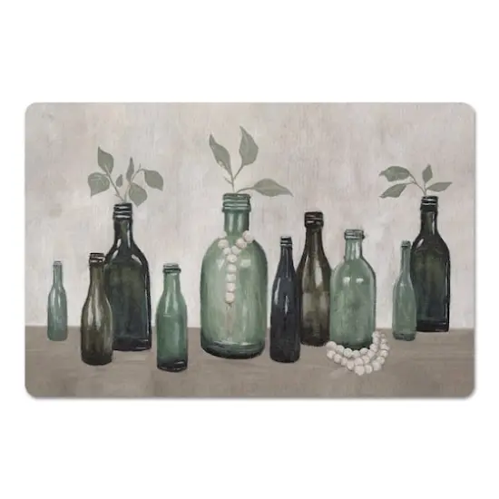 Sage Glass Bottles 27" x 18" Floor Mat {1}
