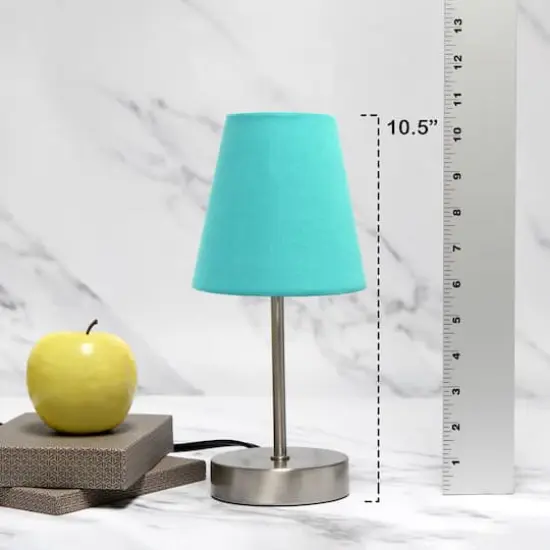 Creekwood Home Nauru 10.5" Sand Nickel Petite Metal Stick Table Lamp Blue {5}