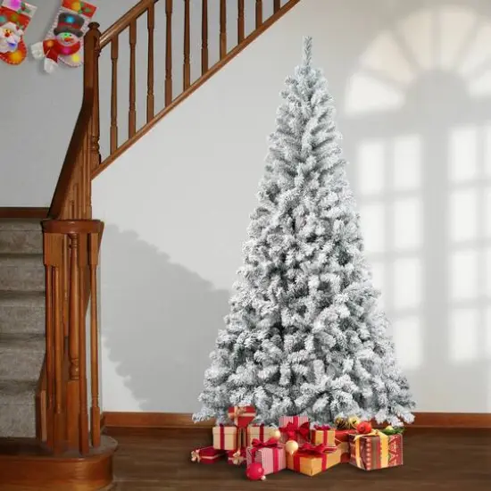 7.5 ft. Unlit Acacia Flocked Artificial Christmas Tree {3}