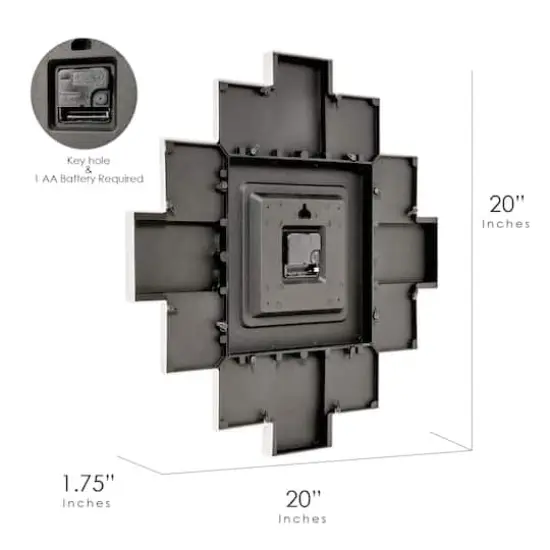 American Art Decor Picture Frame Collage Clock 12 Photo Display Slots White, 20" x 20" {7}